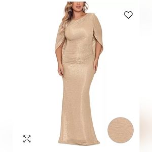 Plus Size Cape Back Metallic Gown sz 20